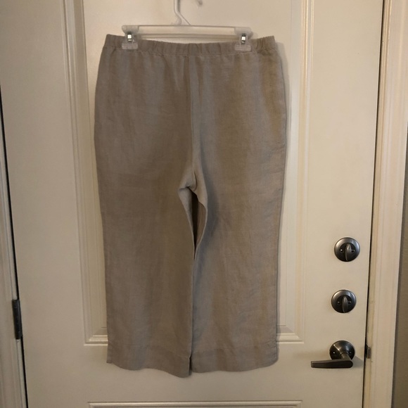 NWT J. JILL Crop Capri Linen Pants Elastic Waist - Picture 4 of 8
